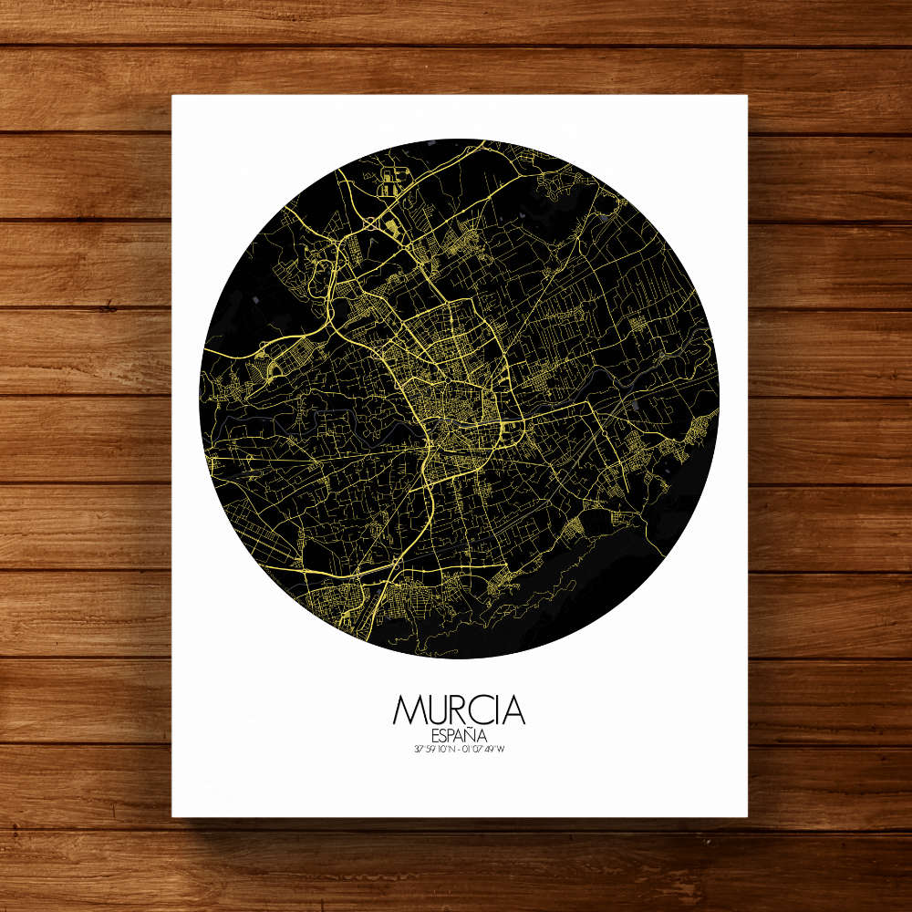 Mapospheres Murcia Black and White full page design canvas city map