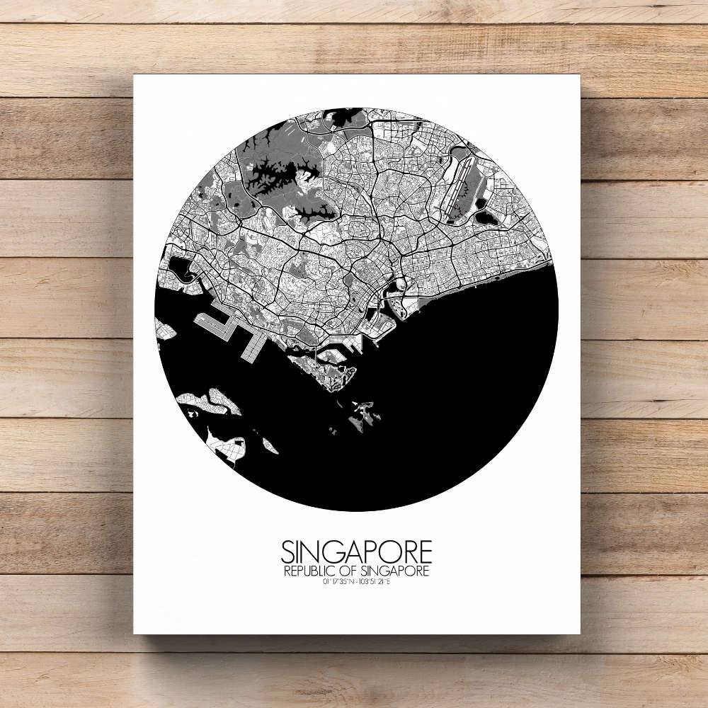 Singapore | City Map Print – Poster Art Canvas Custom Wall