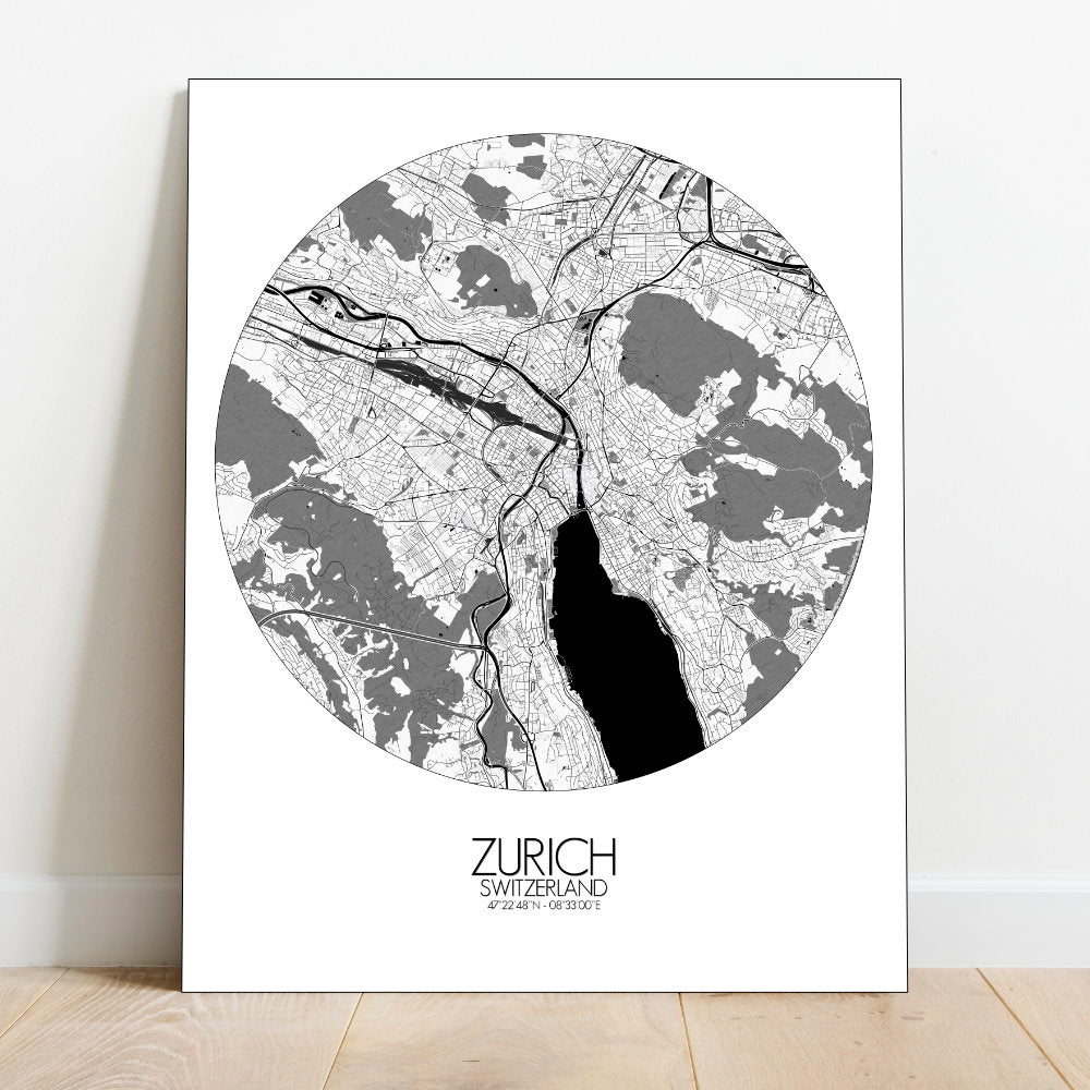 Zurich Switzerland | Large Poster print Map City – Custom Art Wall