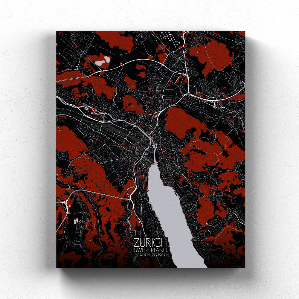 Wall Switzerland Map – print Large City Zurich Poster Art | Custom