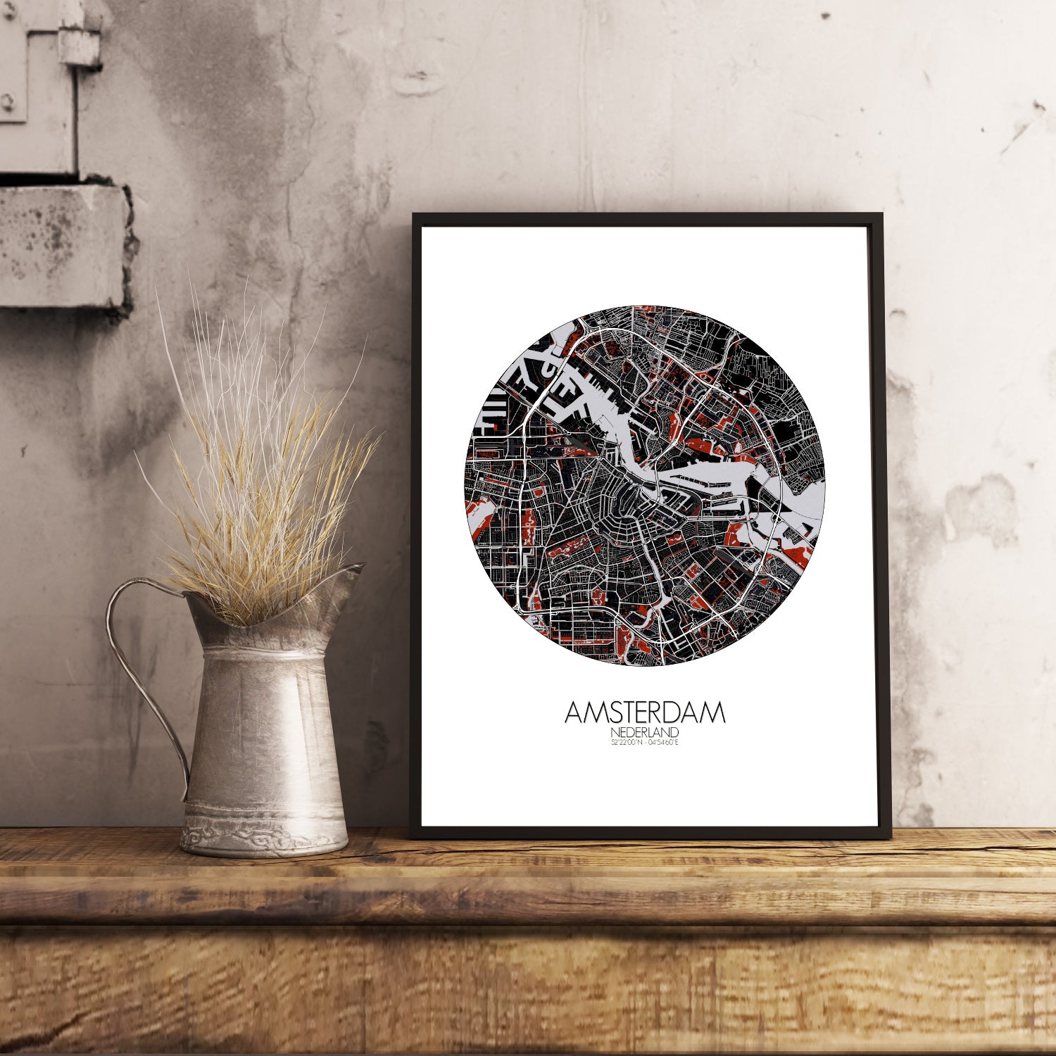 – Map Netherlands Large Wall City Amsterdam Poster | print Custom Art