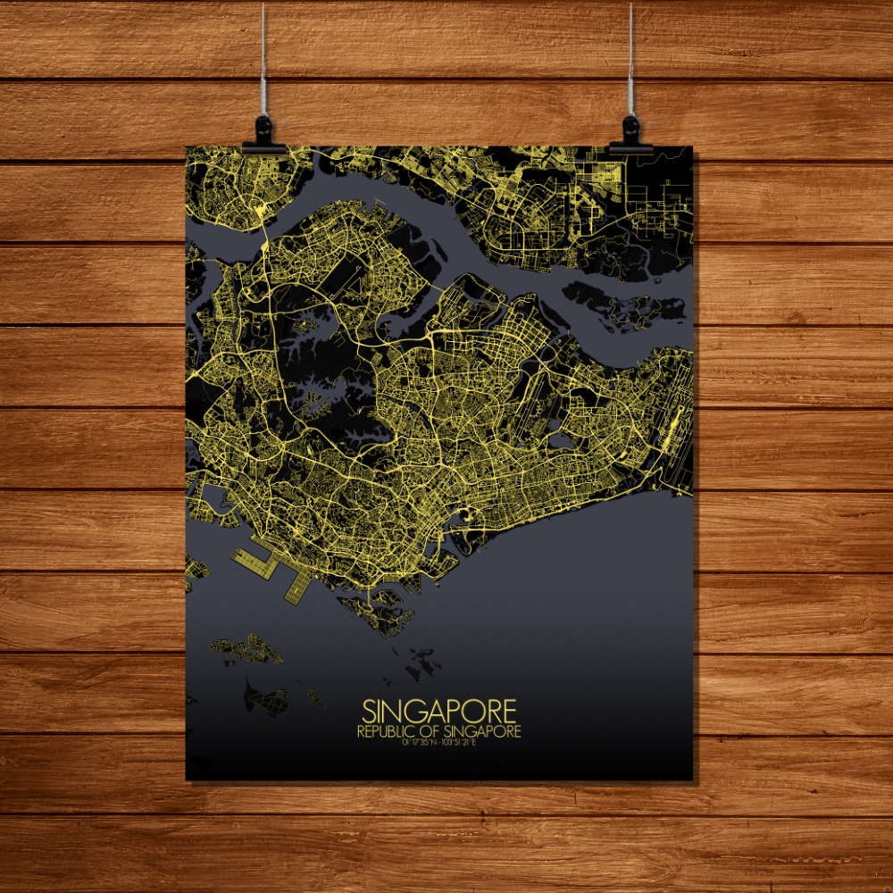 Art Canvas Print Custom – City Singapore | Poster Wall Map