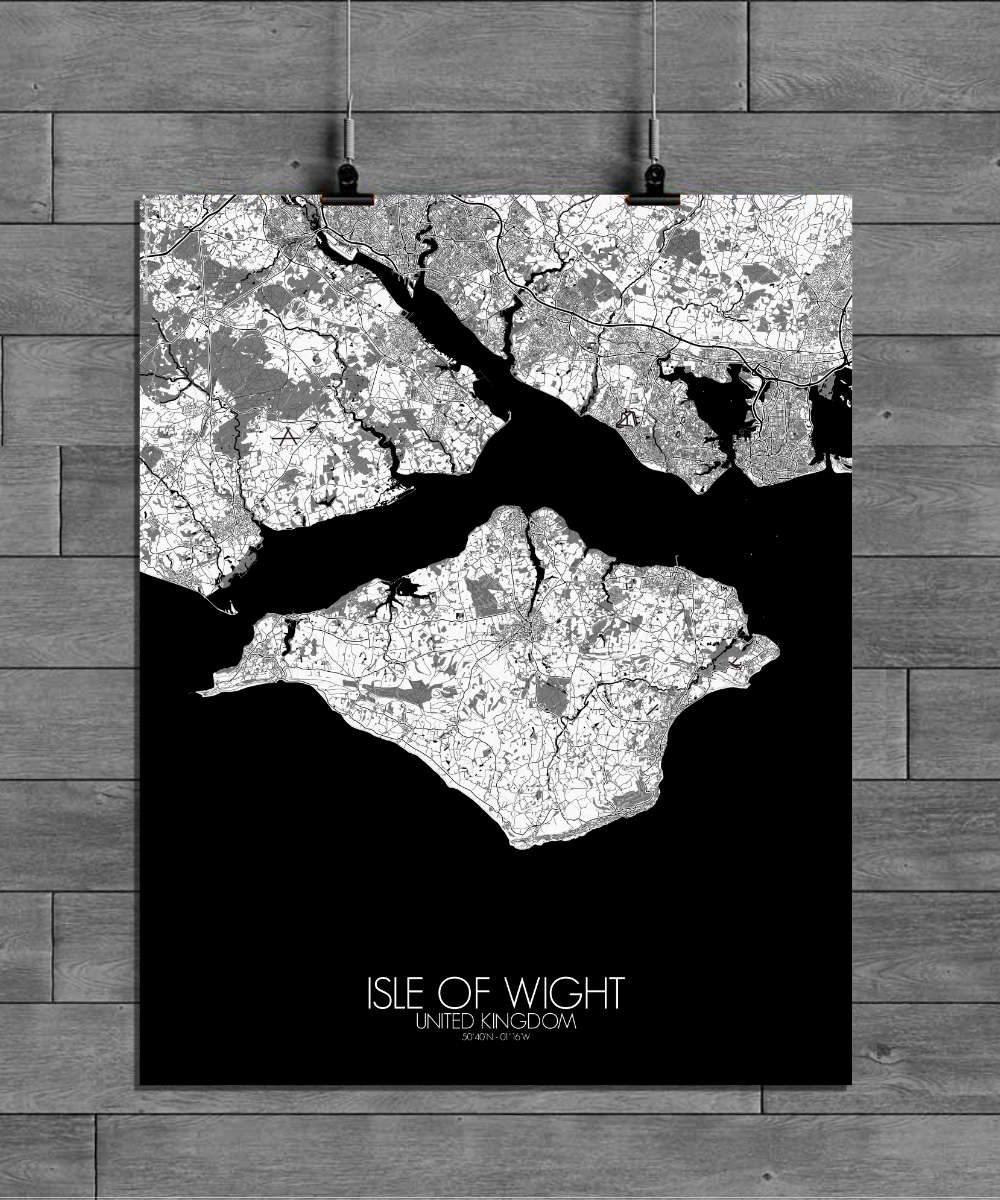 Isle of Wight UK Customed City Map Poster Print or Canvas Wall Art mapospheres.eu