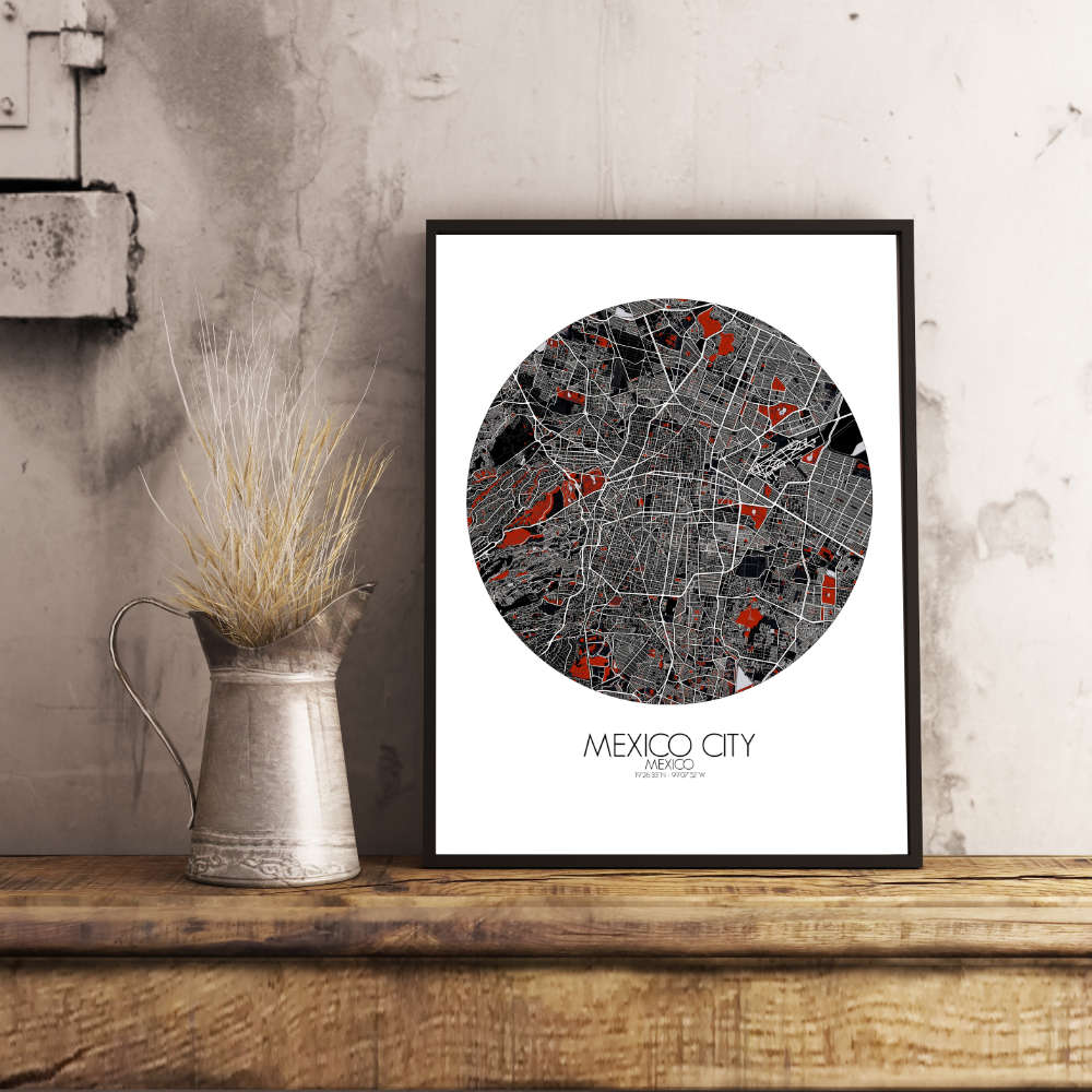 Poster of Mexico – Poster City Print Canvas City Mexico or Art Map 