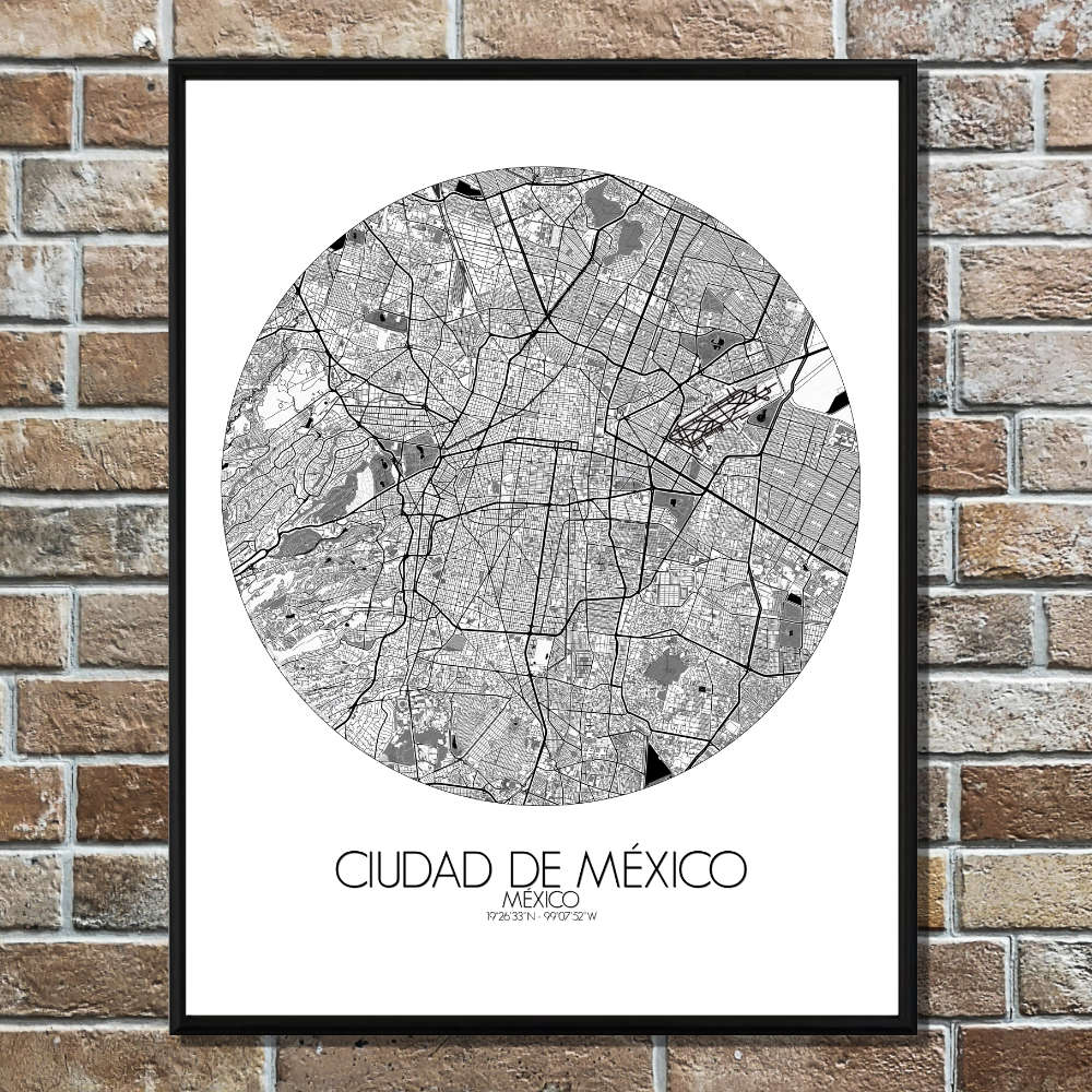 Poster of Mexico City Mexico or Art Print Poster – City Canvas Map 