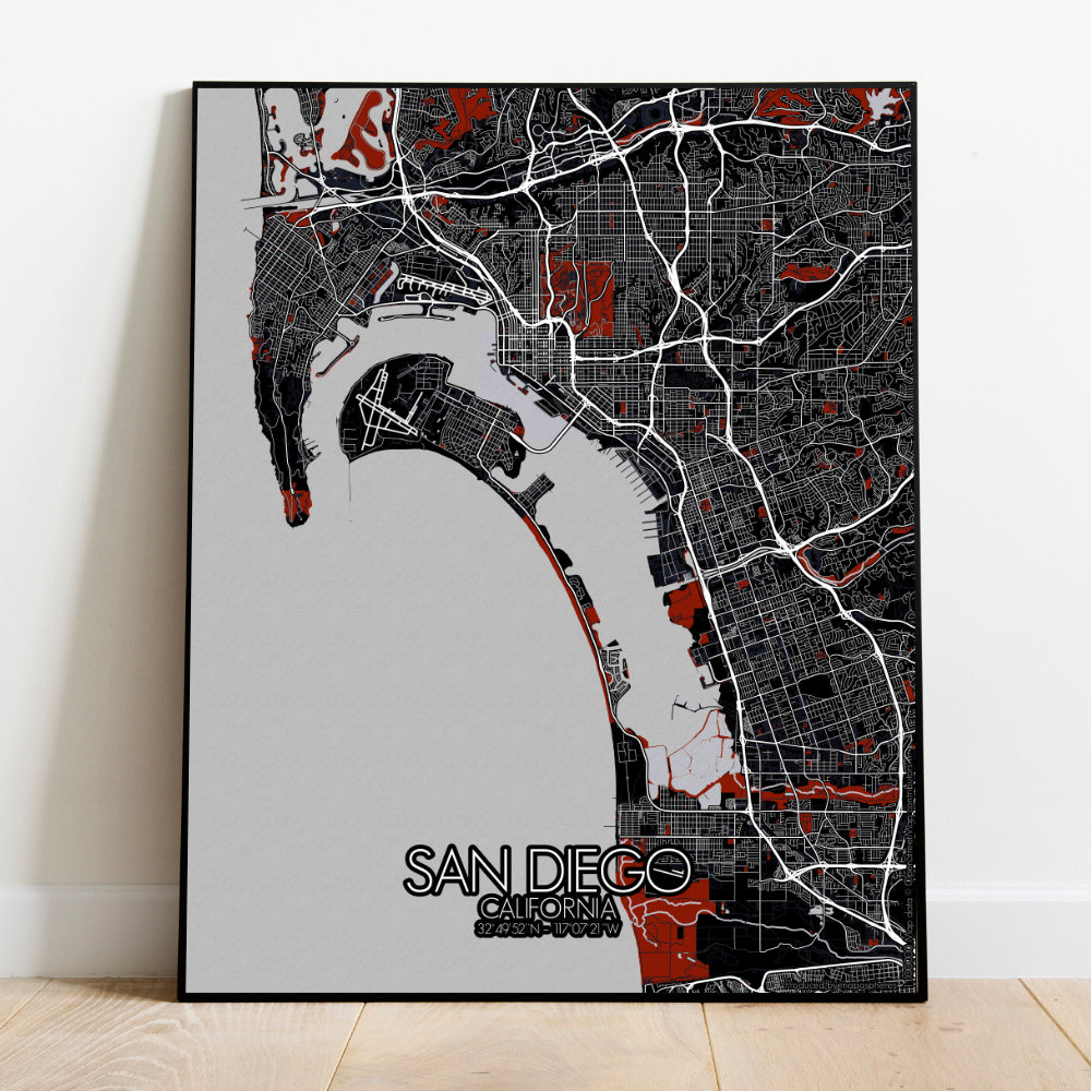 City Large Custom | California Map Art – San Diego| print Wall Poster