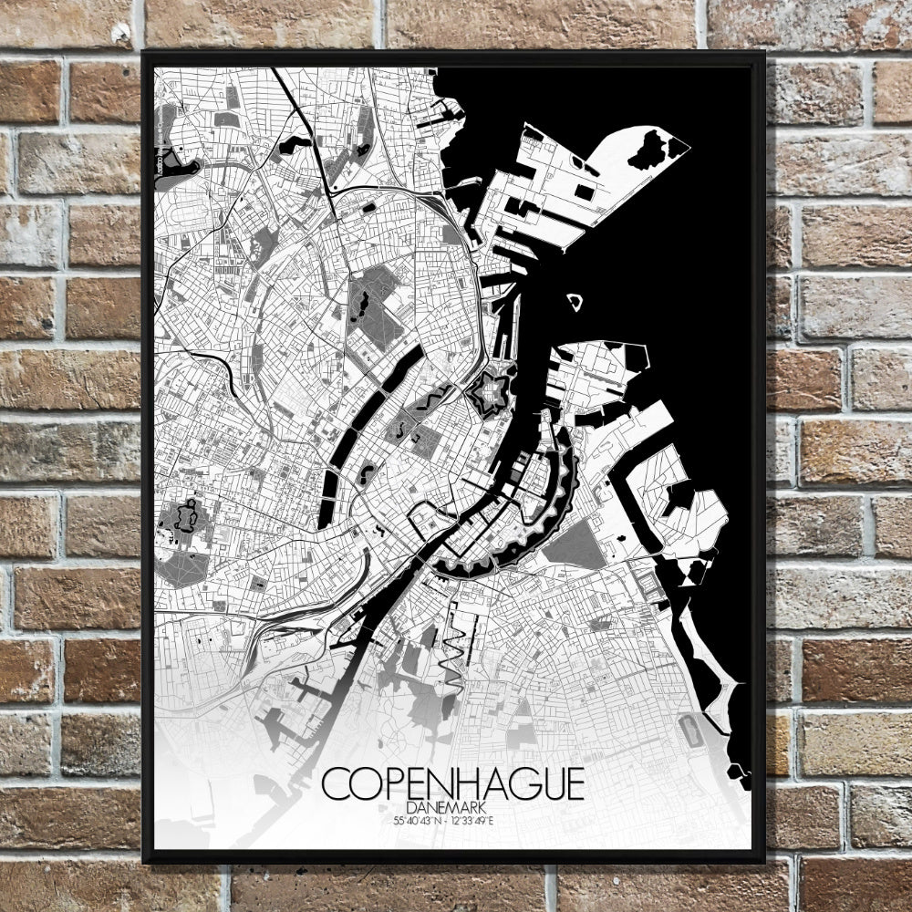 Copenhagen, Denmark Poster | – Custom print Wall Map City Art Large