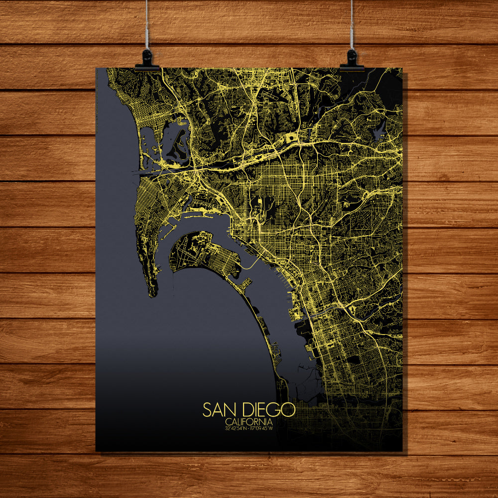 Large | Wall California print San – Diego| City Art Map Custom Poster