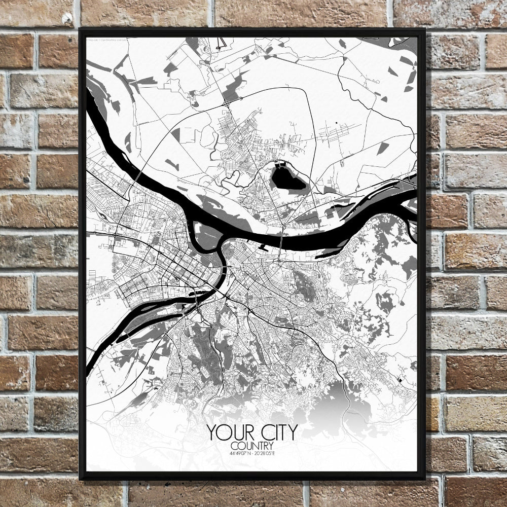 Plan de ville imprim noir et blanc Poster Art Wall d coration