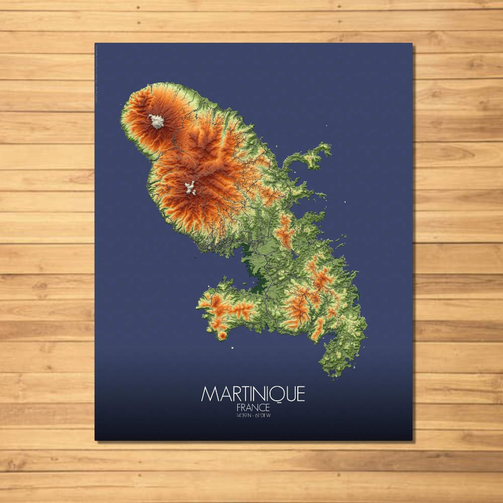 Elevation map of Martinique Full page mapospheres