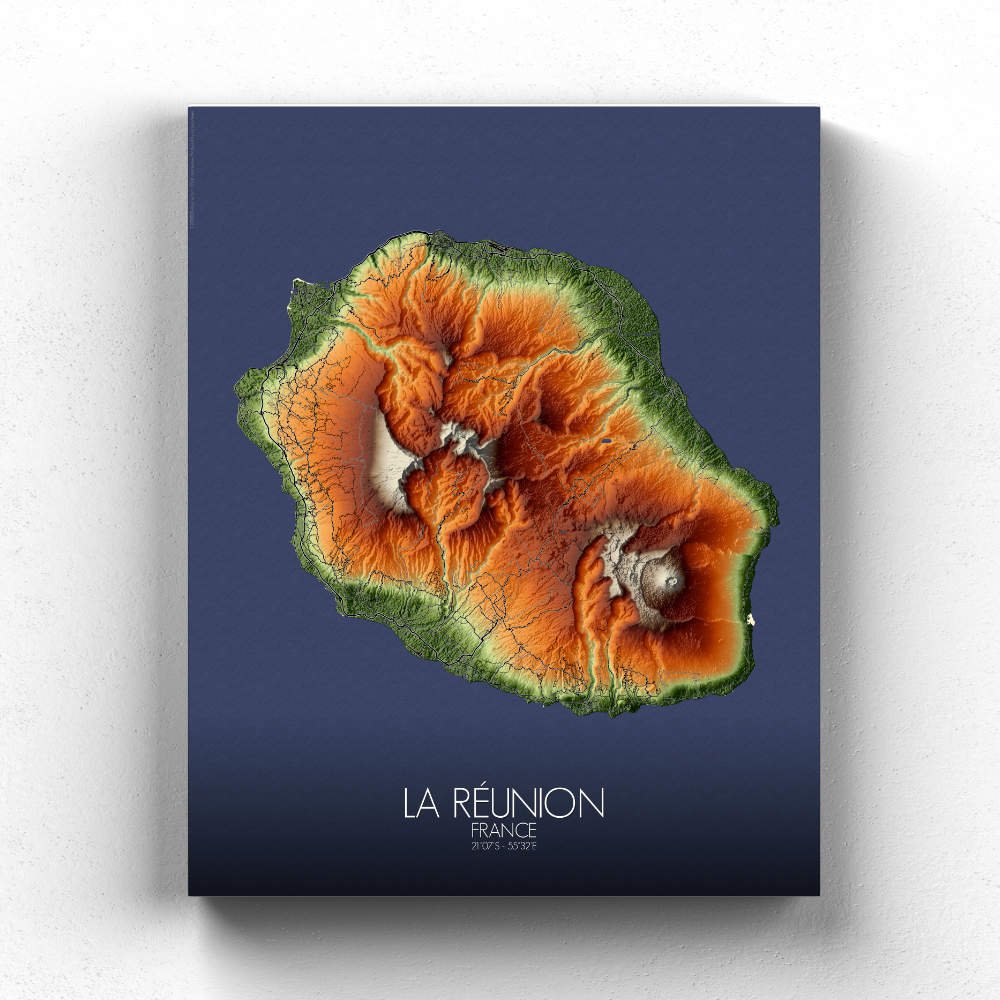 Map of La Réunion France Elevation map mapospheres