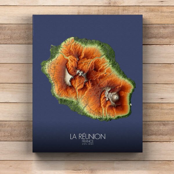 Poster de La Reunion Francia | Mapa de altitud