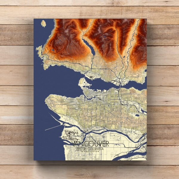 Poster de Vancouver, BC | Mapa de altitud