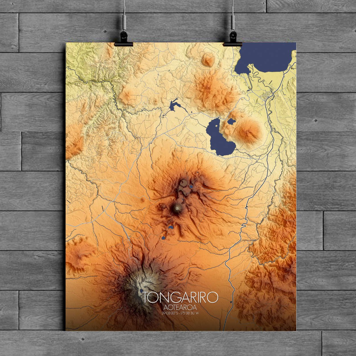 Poster de Tongariro | Mapa de altitud - Imagen 2