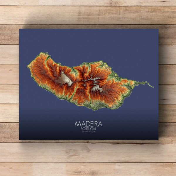 Poster of Madeira Portugal | Elevation map