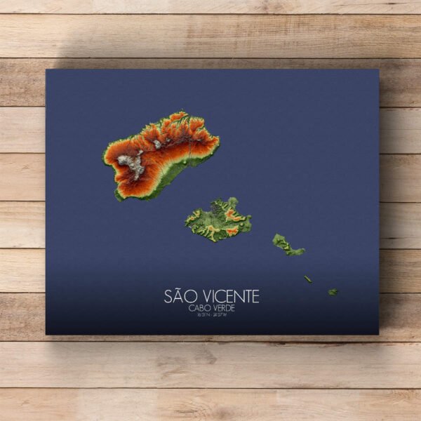 Poster de São Vicente, Cabo Verde | Mapa de altitud