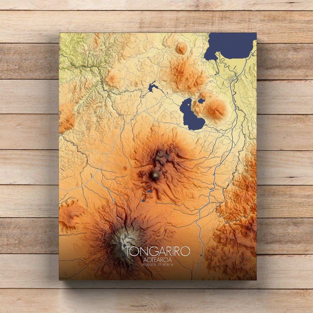 Poster de Tongariro | Mapa de altitud - Imagen 4