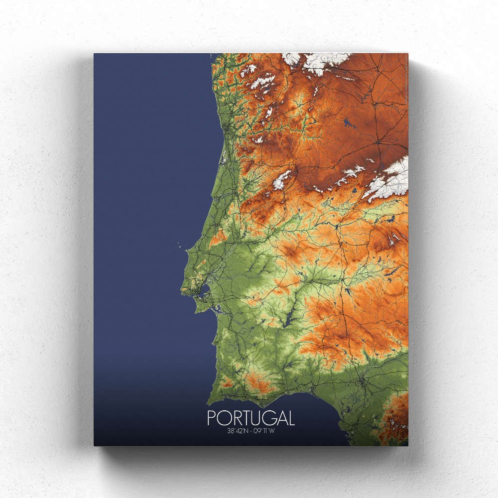 Poster de Portugal | Mapa de altitud - Imagen 5