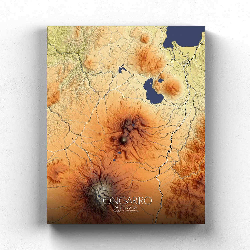 Poster de Tongariro | Mapa de altitud - Imagen 3