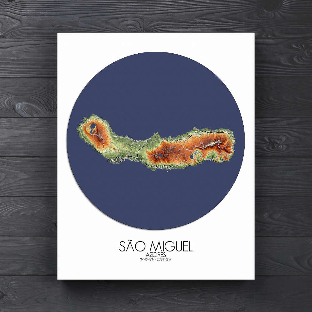Poster de Sao Miguel Azores | Mapa de altitud - Imagen 9