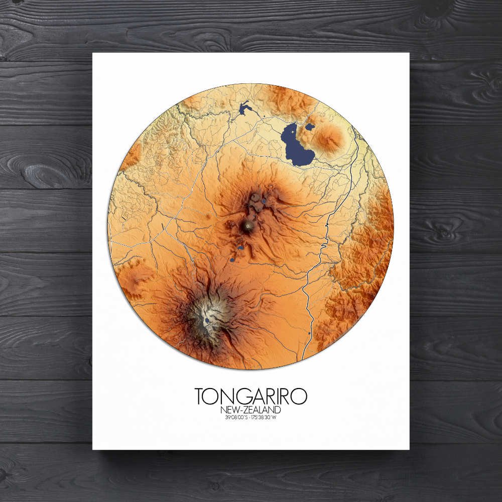 Poster de Tongariro | Mapa de altitud - Imagen 6