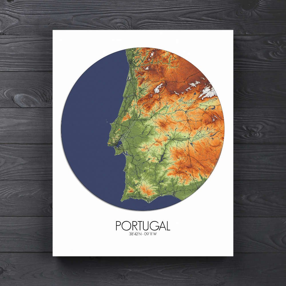 Poster de Portugal | Mapa de altitud - Imagen 6