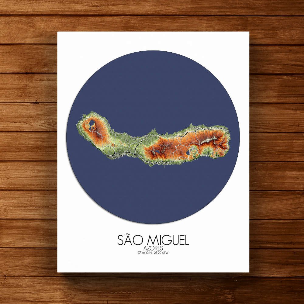 Poster de Sao Miguel Azores | Mapa de altitud - Imagen 8
