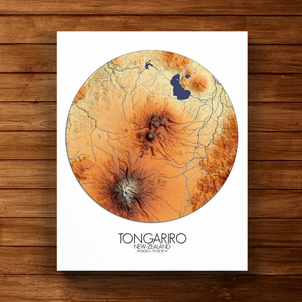 Poster de Tongariro | Mapa de altitud - Imagen 5
