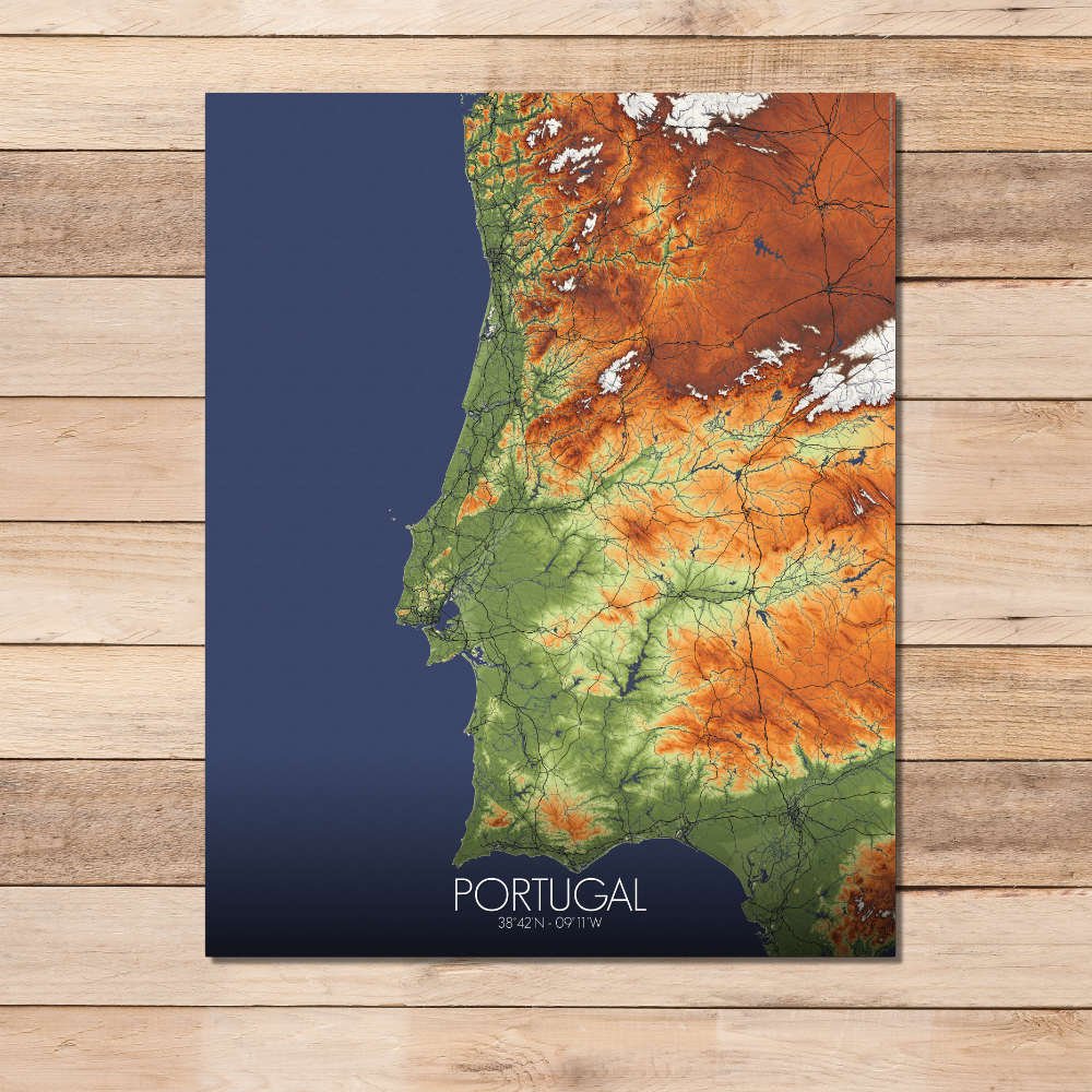 Poster de Portugal | Mapa de altitud - Imagen 8