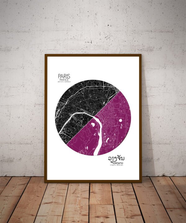 Poster de París Vientián | Mapa de Amor